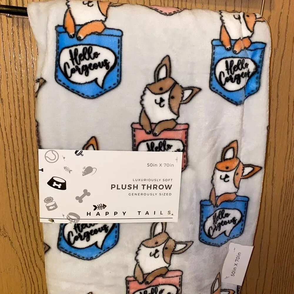 “Hello Corgeous” Corgi Plush Throw Blanket